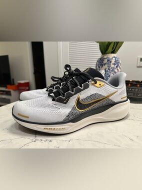 Nike Air Zoom Pegasus 41 – Men’s Size 11 EXTRA WIDE (2E) – White/Black/Gold